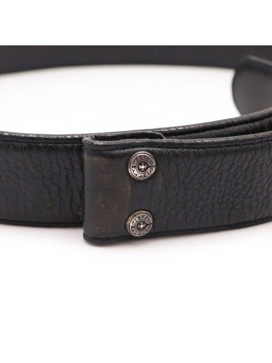 Chrome Hearts Zero Pyramid Studs Belt Strap Snap Button Black